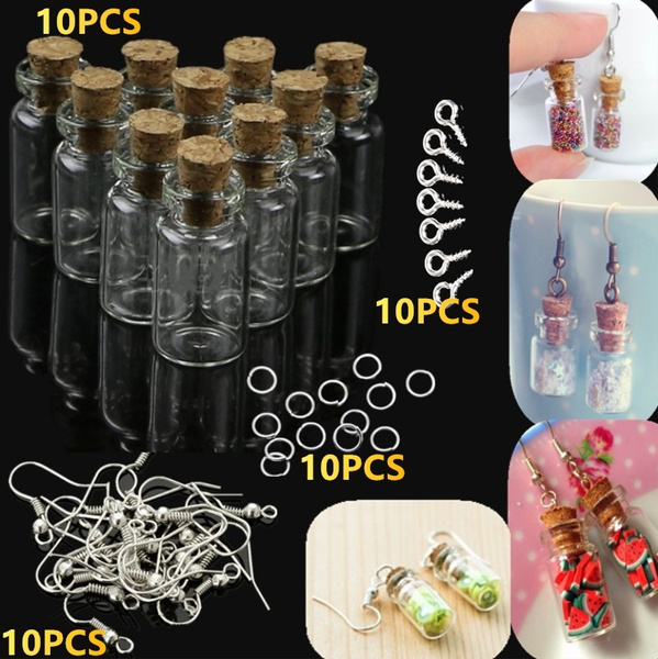 10Pcs Glass Bottles Clear Small Vials Empty Mini Jars With