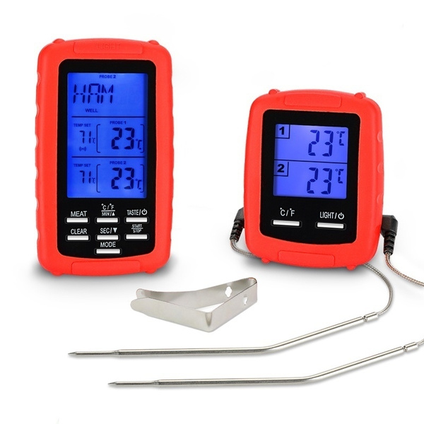 Wireless Remote Digital Thermometer Dual 2 Probe For BBQ Meat