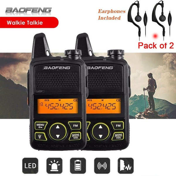2 Packs Baofeng BFT1 Mini Walkie Talkie Long Range Two Way Ham Radio