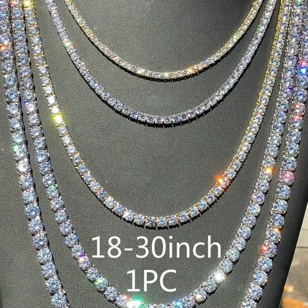 Elibone Mens Hip hop Necklace Iced Out 1 Row Rhinestone Choker Bling Crystal Tennis Chains Necklace 18inch-32inch Elibone Mens Hip hop Necklace Iced Out 1 Row Rhinestone Choker Bling Crystal Tennis Chains Necklace 18inch-32inch
