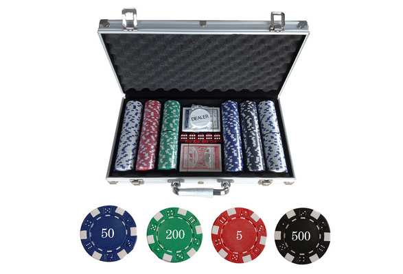 Pokerkoffer Pokerset Pokerchips Schwarz 5x Würfel 2x Poker 500 Chips