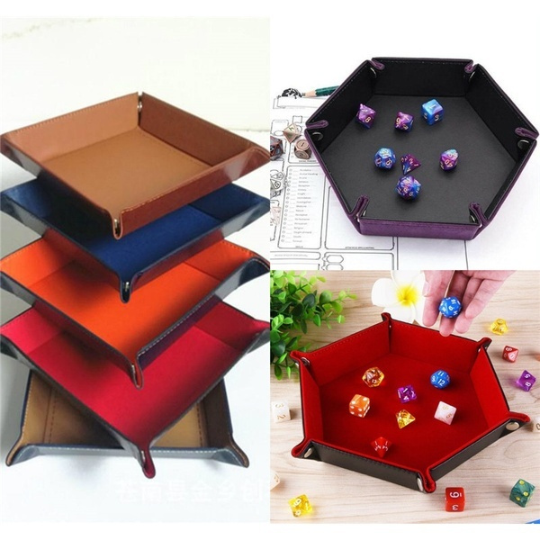 Leather Four Corners Foldable Dice Tray Foldable Tray High Quality Storage Tray
