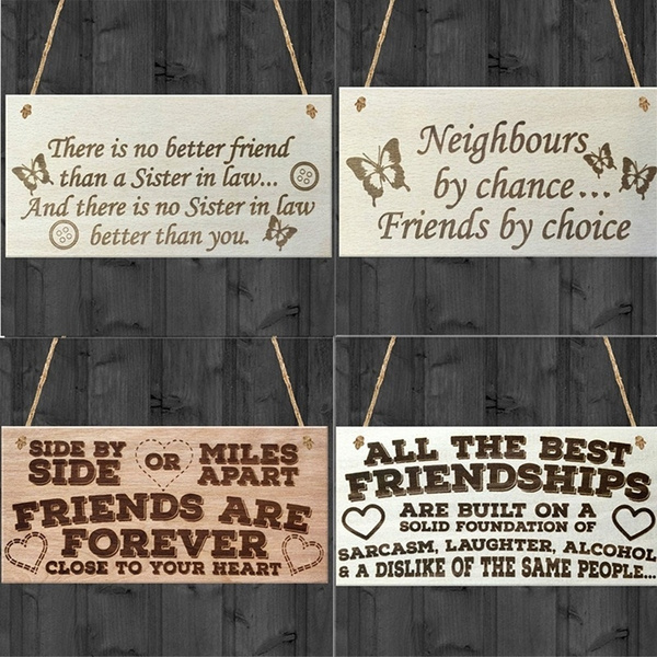 Friendship sign thank you best friend plaque wood hanging board home decor newJH 