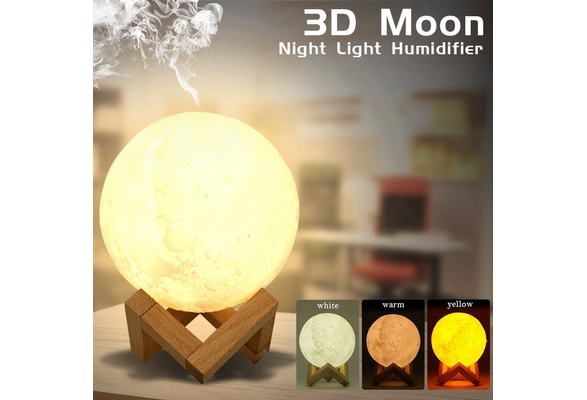 3D Moon Night Lamp Air Humidifier Aroma Mist Diffuser Purifier Light 880ML Decor 