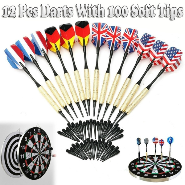 12Pcs Of Soft Tip Darts W/100 Extra Tips Professional for Electronic Dartboard 