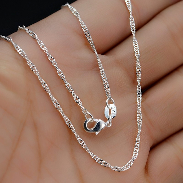 5PCS 16-30inches 925 Sterling silver plating Double Water Wave Chain Necklaces 