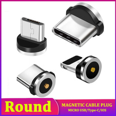 Round Magnetic Cable Plug Micro USB Type-C Apple Plugs Charging Adapter Magnet Charger Cord Plug