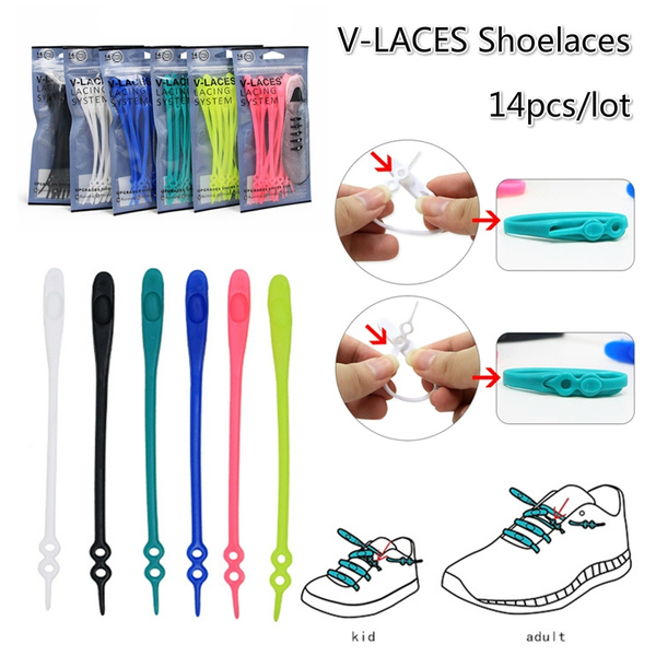 VLACES 14pcs/lot Elastic Silicone Shoelaces Men Women Creative Lazy Lacing Shoes Rubber