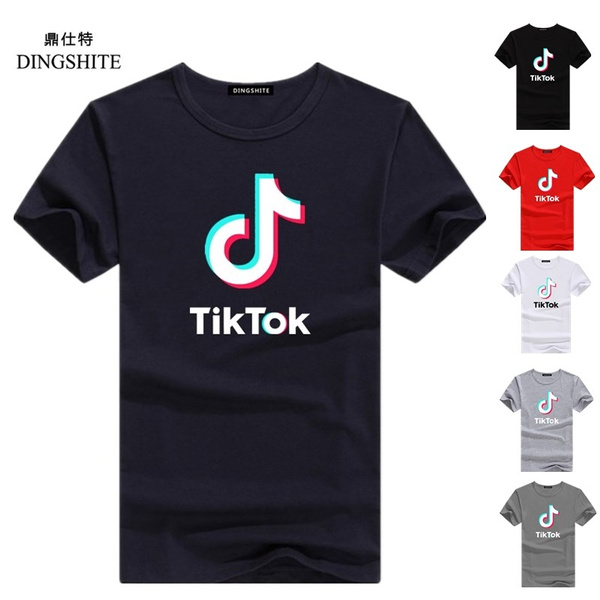Tik Tok Logo Printed Mens Short Sleeved T Shirt Hip Hop Streetwear