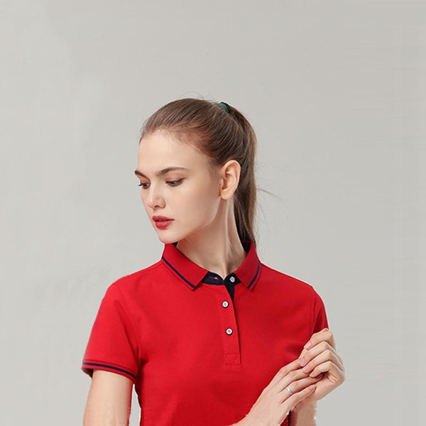 New Summer Solid Polo Women Shirt Slim 