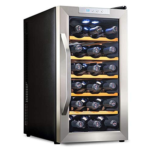 Ivation Premium Stainless Steel 18 Bottle Thermoelectric Wine Cooler/Chiller Counter Top Red