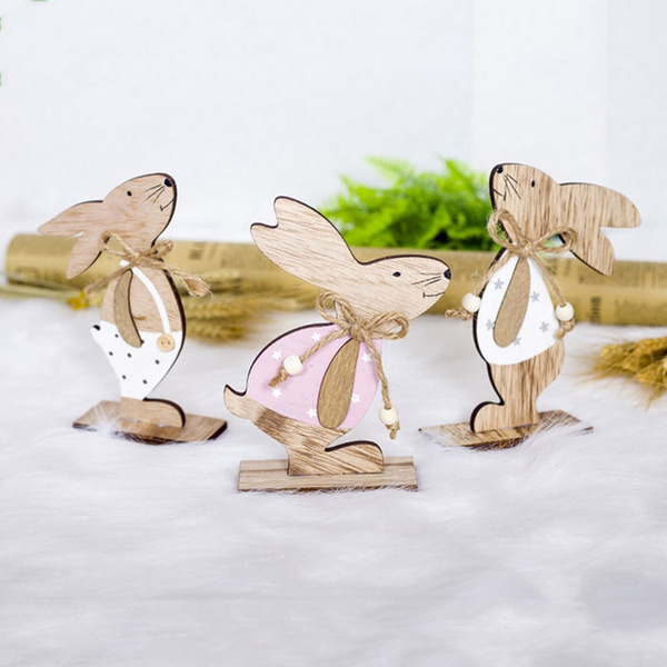 Wooden Easter Rabbit Pendants Ornaments Wood Bunny Egg Faceless Gnome  Hanging Decoration For Home Happy Easter Party Supply Gift