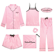 pink, cute, 7pcspajamasset, cutelingerie