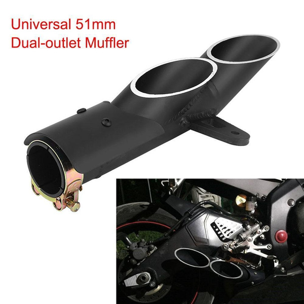 Dual Outlet Motorcycle Exhaust Muffler Tail Pipe Slip On 38mm-51mm Universal  I