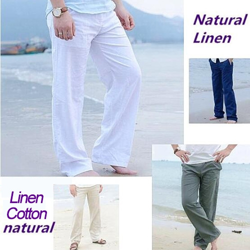 White Mens 100 Linen Beach Tapered Pants Trousers Relaxed Fit | Linen beach  pants, Linen trousers men, Linen trousers