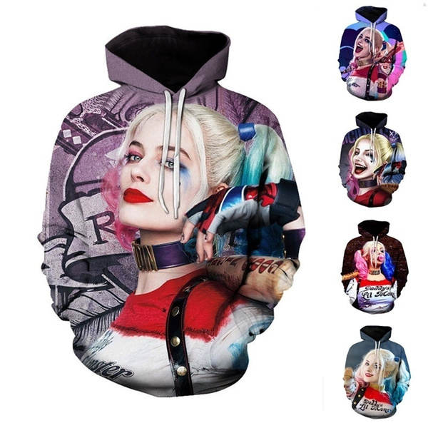 Fashion Men s Women s Couple Hoodies 3D Print Suicide Squad Harley Quinn Hoodies Plus Size