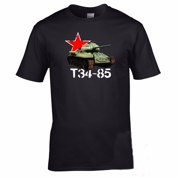 Russian T34-85 Tank WW2 Military Armour Mens T-shirt World of War | Wish