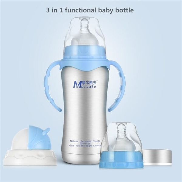 240ml Baby Bottle Thermos Stainless Steel Feeding Bottle 3 in 1 Nursing Bottle Nipple Insulation Cup Vacuum Flask Milk Bottle