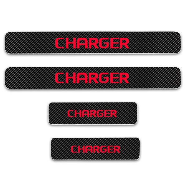 4pcs Car Door Sill Scuff Plate Guard Cover Stickers for Dodge Charger