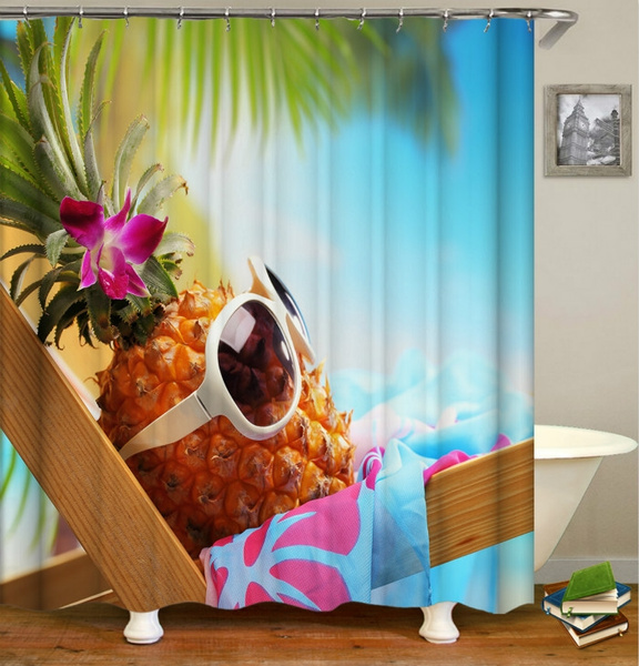 Pineapple Shower Curtain Island, Pineapple Shower Curtain Hooks