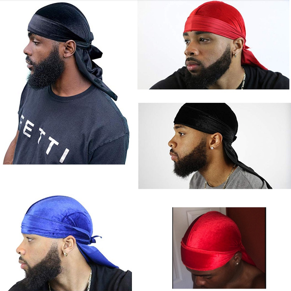 skuffe Gladys føle Luxury Velvet Premium Durag Head Wrap (10 Colors) 360 Waves Extra Long  Straps for Men Will Last for Years | Wish