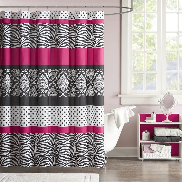 Shower Curtain Zebra Curtains, Pink Black White Shower Curtain