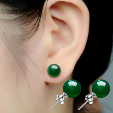Women, Crystal, Gemstone Earrings, jadeitegreen