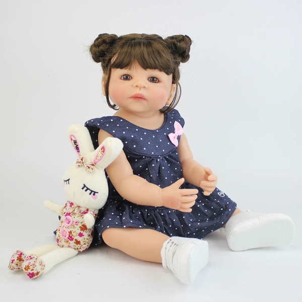 55cm Full Body Silicone Reborn Girl Baby Doll Toys Bebe Boneca