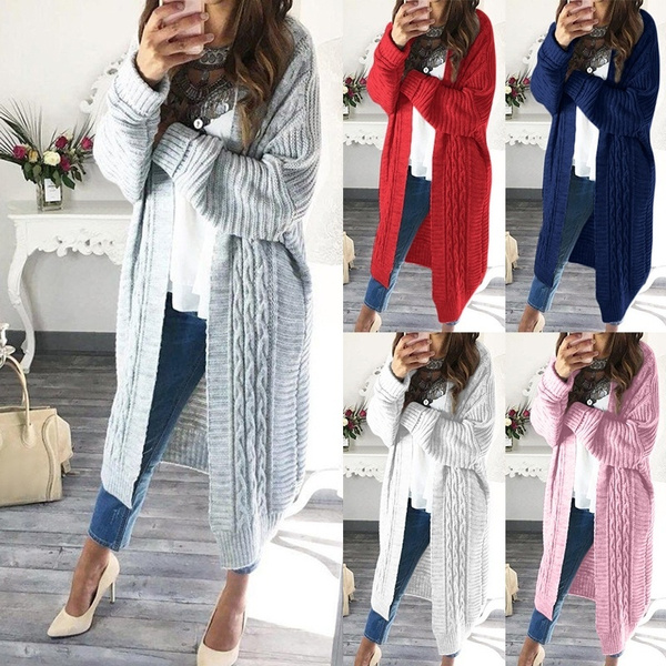 2019 New Long Cardigan Ladies Spring Fashion Long Knit Sweater Women Large Coat Casual Black Jacket Winter Clothing