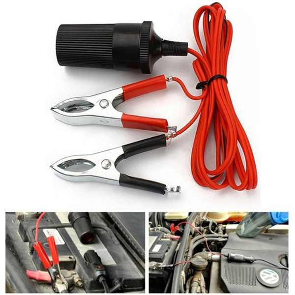 New 15A Battery Terminal Clip-on 12V Cigarette Lighter Adapter Socket ...