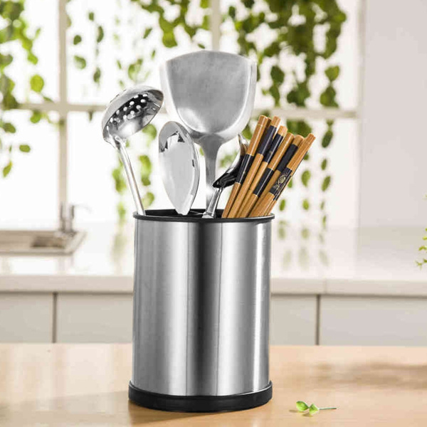 Stainless Steel Rotating Kitchen Utensil Holder Spinning Stainless Steel Organizer Cooking and Serving Tools Organizer | Wish