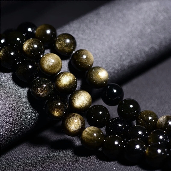 Gold Obsidian Necklace | Beaded Necklace For Men | Azuro 18k Gold Necklaces  – Azuro Republic
