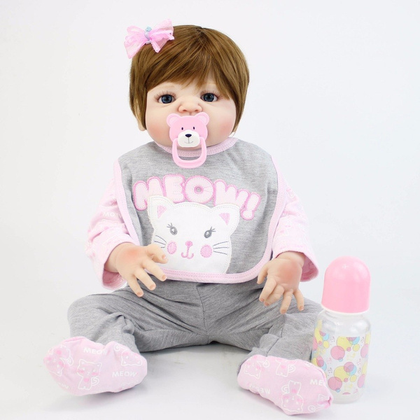 55cm Full Body Silicone Reborn Girl Baby Doll Toys Bebe Boneca