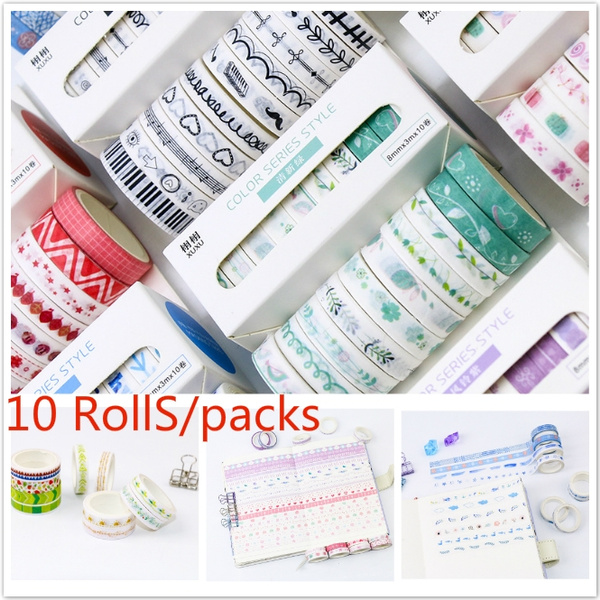 10 Rolls DIY Wshi Tape Stickers Decorative Diary Scrapbook Notepad