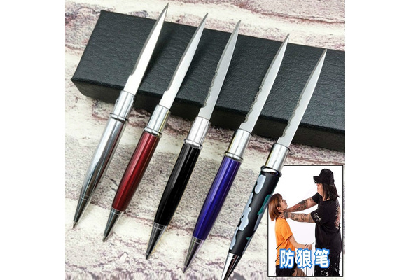 Half Blade Red Metal Knife Pen Multifunctional Outdoor Self-defense  Ballpoint Pen Creative Open Wrapping Tool Pen Letter Mail Package Opener