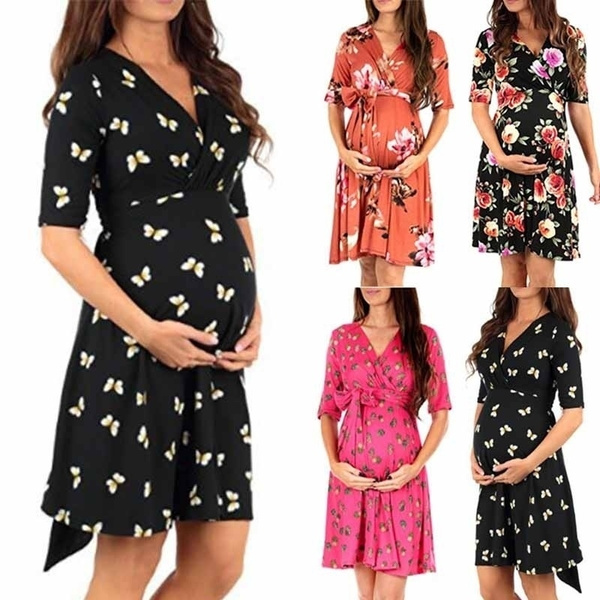 Floral Maternity Dress Cotton Loose Casual Dress Women Maternity Clothes Plus Size Christmas Gift Pregnant Woman Maternity Dress Wish