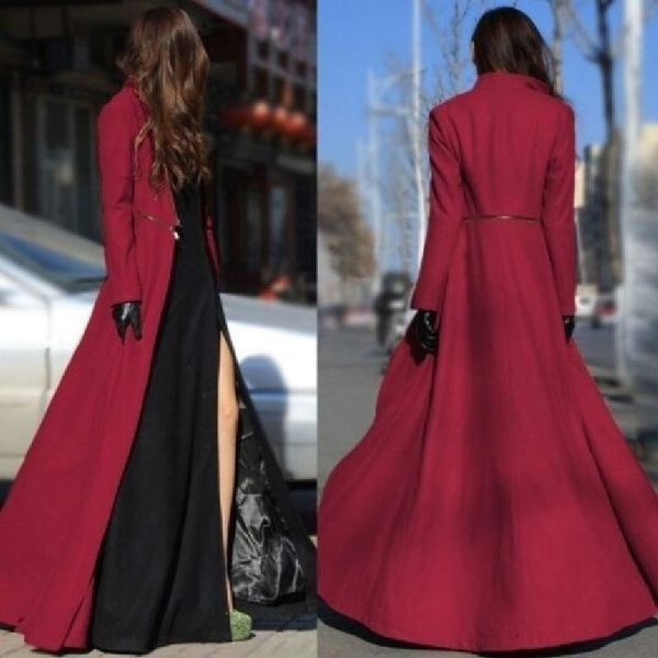 Women s Maxi Long Wool Coat Slim Winter Jacket Warm Jacket Long