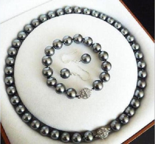 10mm White Sea South Shell Pearl Necklace Bracelets Earrings Set AAA