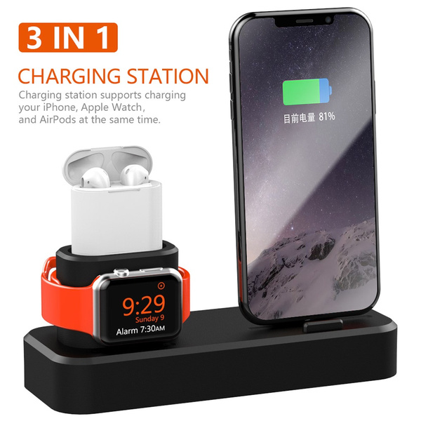Fdgao 3 In 1 Silicone Charging Dock Station Charging Base Mobile Phone Charging Holder For All Iphone Apple Airpods Apple Watch Iwatch Charger Stand Wish