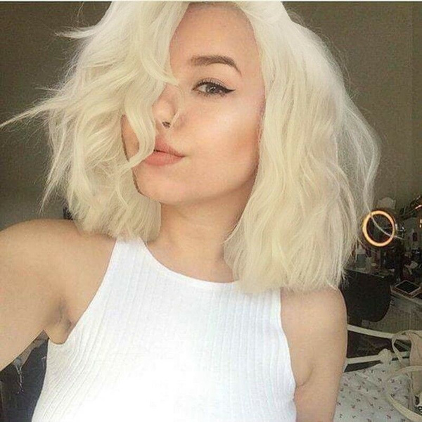 short platinum blonde wig