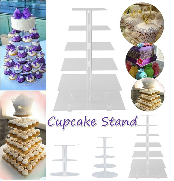3/5/6/7 Tier Detachable Circle Cake Cup Cake Rack Round/square Acrylic ...