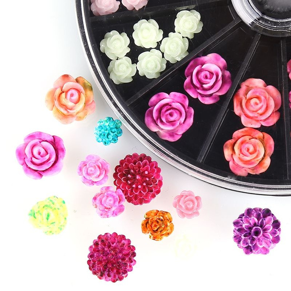 Trending Style Latest Resin Roses Nail Art 3D Decor Manicures Acrylic