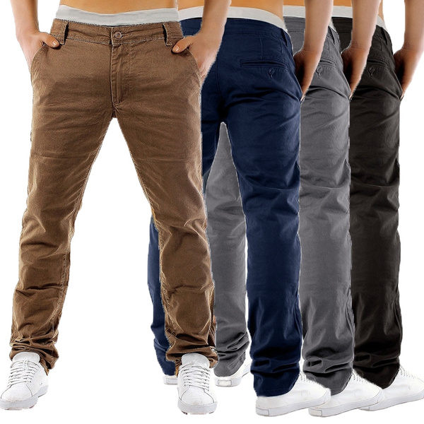 S-5XL Chino Mens Fashion Casual Loose Pants Regular Fit Trousers ...