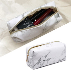 Newest Multi-Function Marble lines Purse Box Travel Makeup Cosmetic Bag Toiletry Pencil Case Coin bag Beauty Make Up Tools