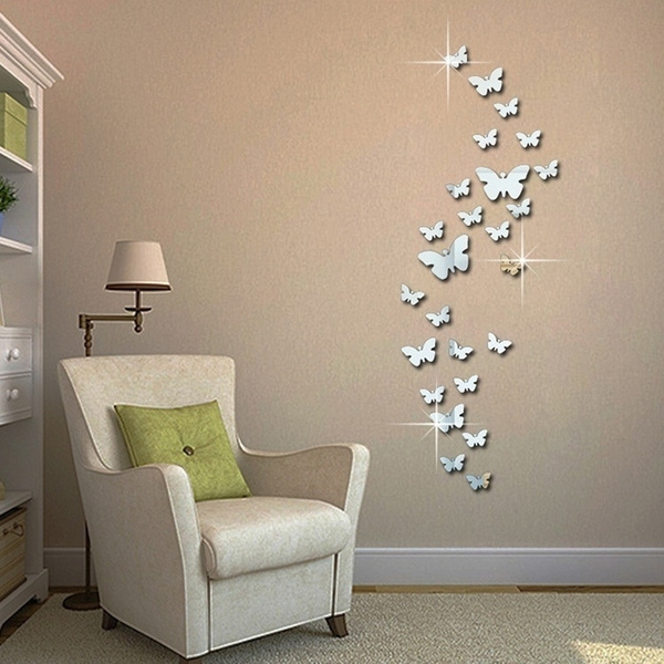 Download 12 24 120pcs Decorative Vinyl 3d Butterfly Wall Decor Poster Vintage Wallpaper Mirror Wall Stickers For Wall Decoration Wish