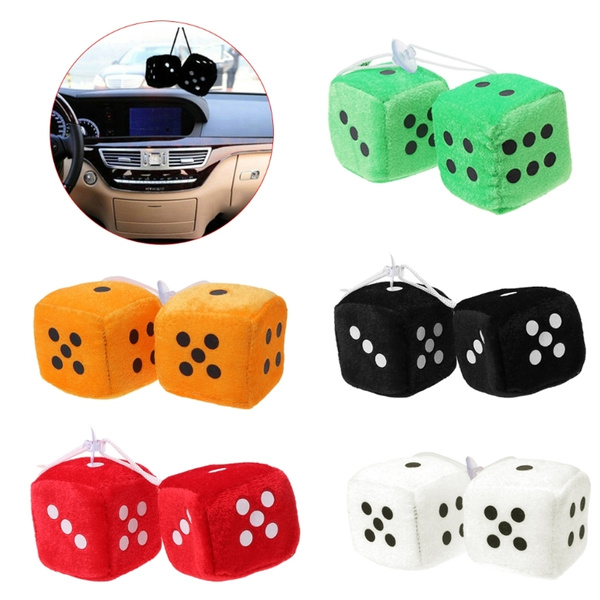 1 Pair Fuzzy Dice Dots Rear View Mirror Hanger Decoration Car Styling
