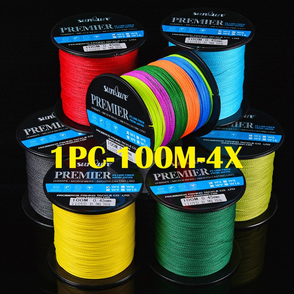 1PC Fishing Line 100m&110yds Braiding Line 4 Strands PE Fishing Lines  6lb~100lb Multicolor/Green/Blue/Yellow/Grey/Red Color