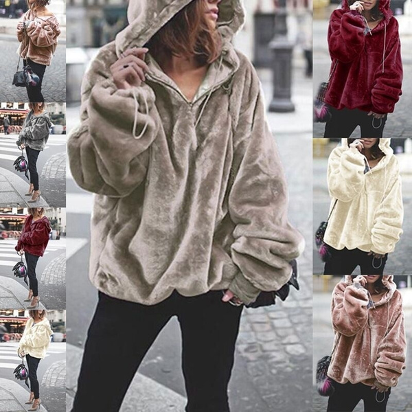 Fashion street solid color loose hoodie Clearance