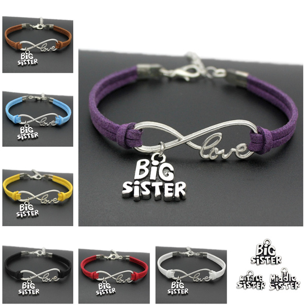 Sisters Bracelets with Gift Bags Personalised Big Sister Little Sister Charm Bracelet Two Matching Heart Charms We Are Sisters Family