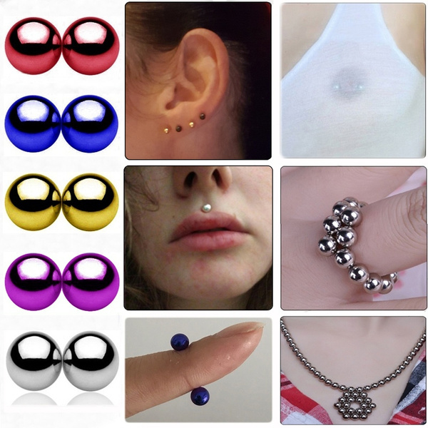Fake Nipple Non-Piercing Barbell Stud Magnetic Body Jewellery Unique Gift UK 